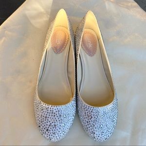 Twilight Ivory Satin Rhinestone Wedding Flats by Paradox London